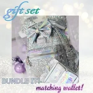 NWT SILVER SEQUIN HOLGRAPHIC METALLIC RAINBOW LIMITED DISNEY LOUNGEFLY BACKPACK Disney | Bags | Nwt Silver Sequin Holgraphic Metallic  main image 2
